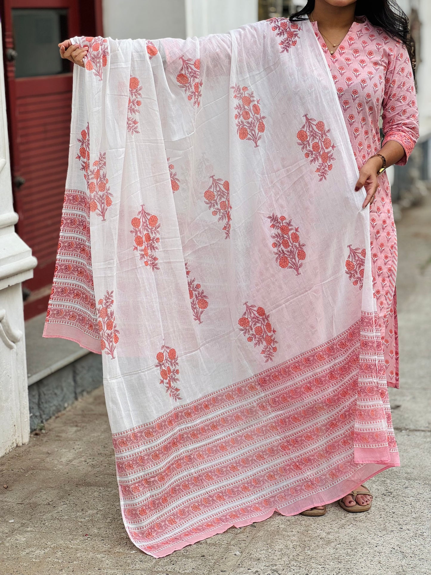 Farida - Sanganeri Handblock Printed Cotton Kurta Set