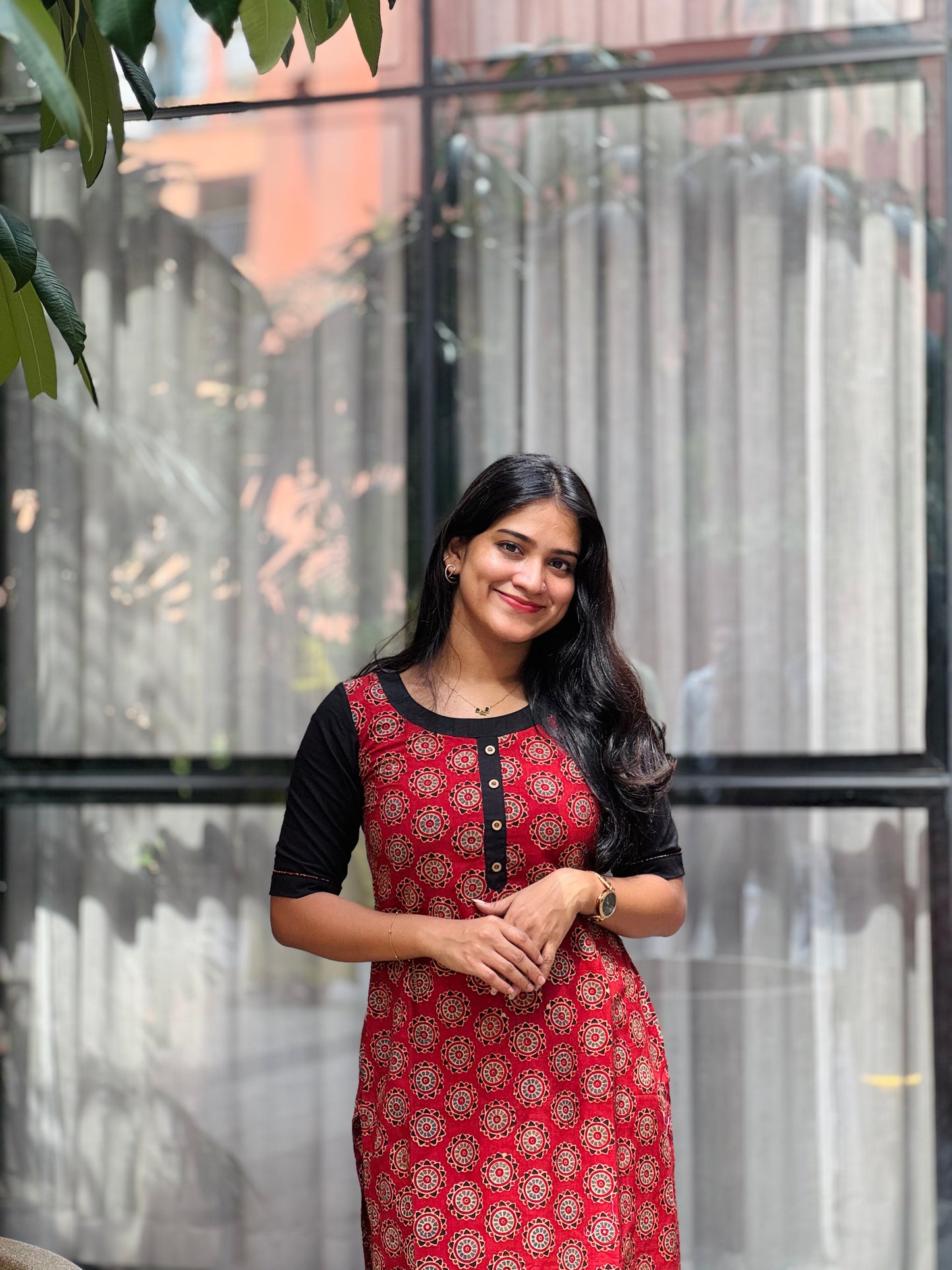 Sakee - Ajrakh Natural Dyed Handblock Printed Kurta