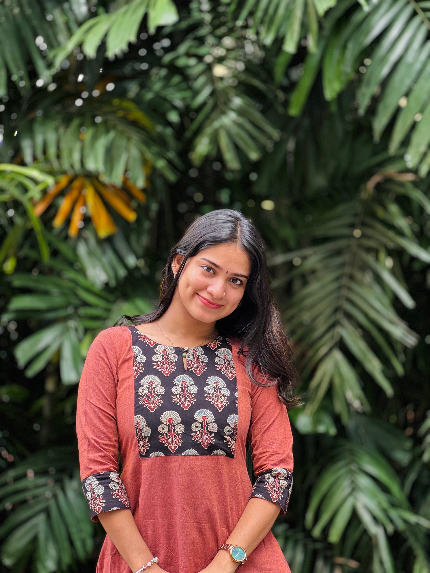 Salomi - Ajrakh x Handloom Fusion A line Kurta