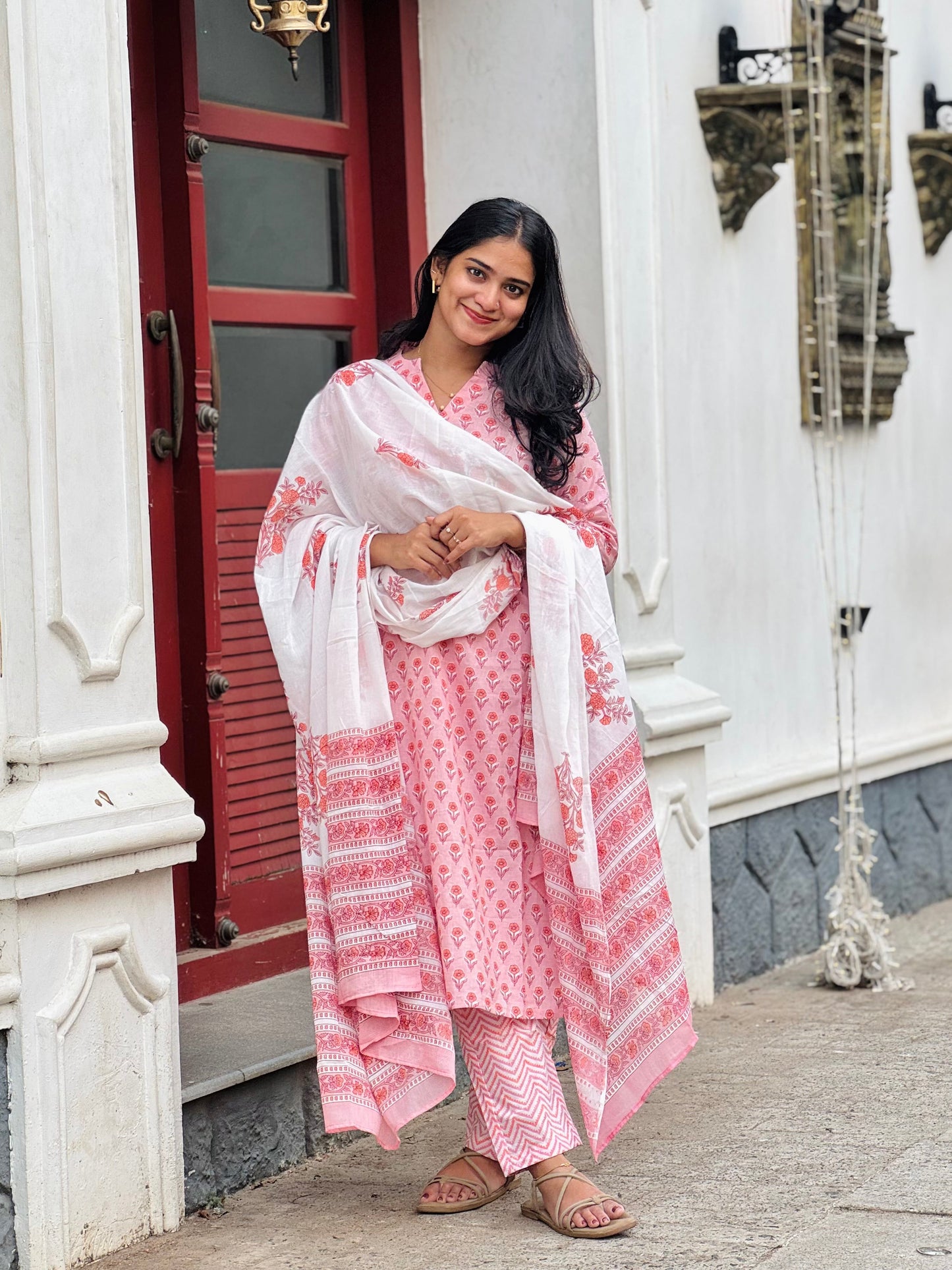 Farida - Sanganeri Handblock Printed Cotton Kurta Set