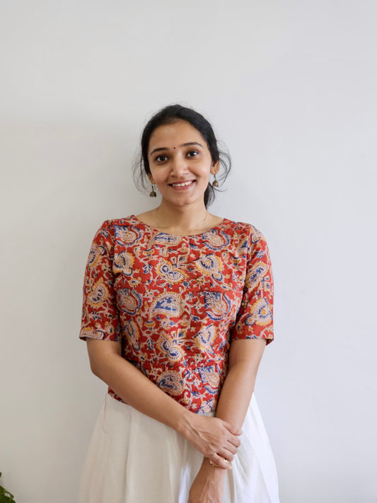 Suhasini - Kalamkari Handblock Printed Crop Top