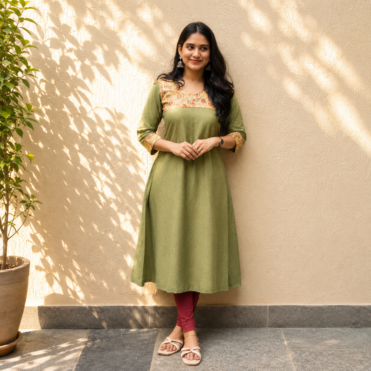 Ilai - Kalamkari x Handloom Fusion A line Kurta.