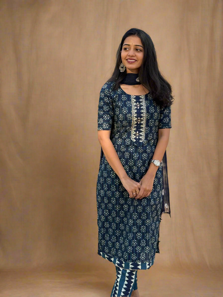 Neela - Indigo Printed Kurta Set