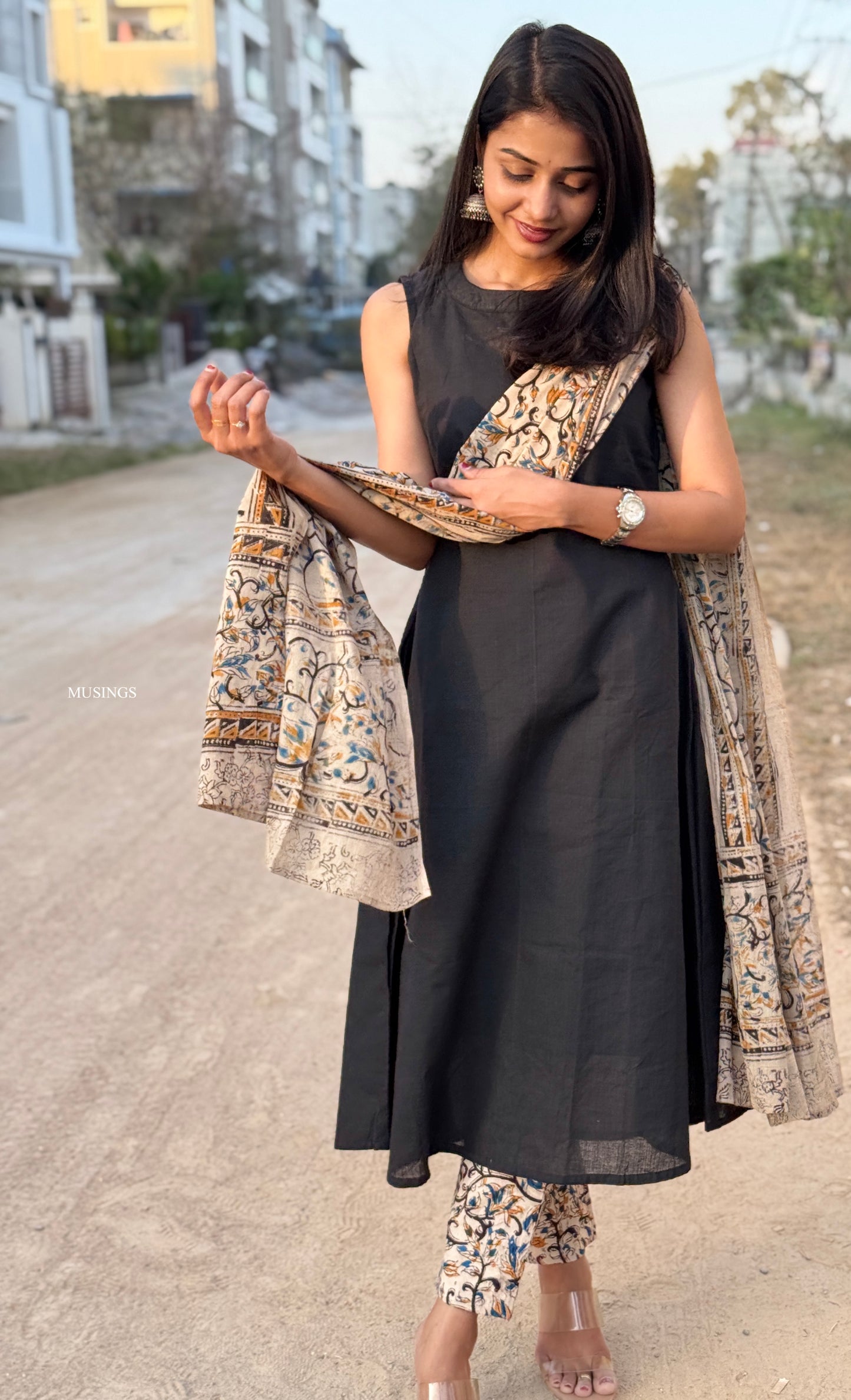 Anupama - Kalamkari Handblock printed x Mangalgiri Kurta Set