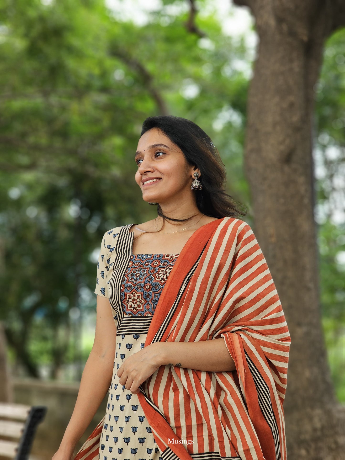 Anuja - Ajrakh Hand-block printed Kurta & Dupatta