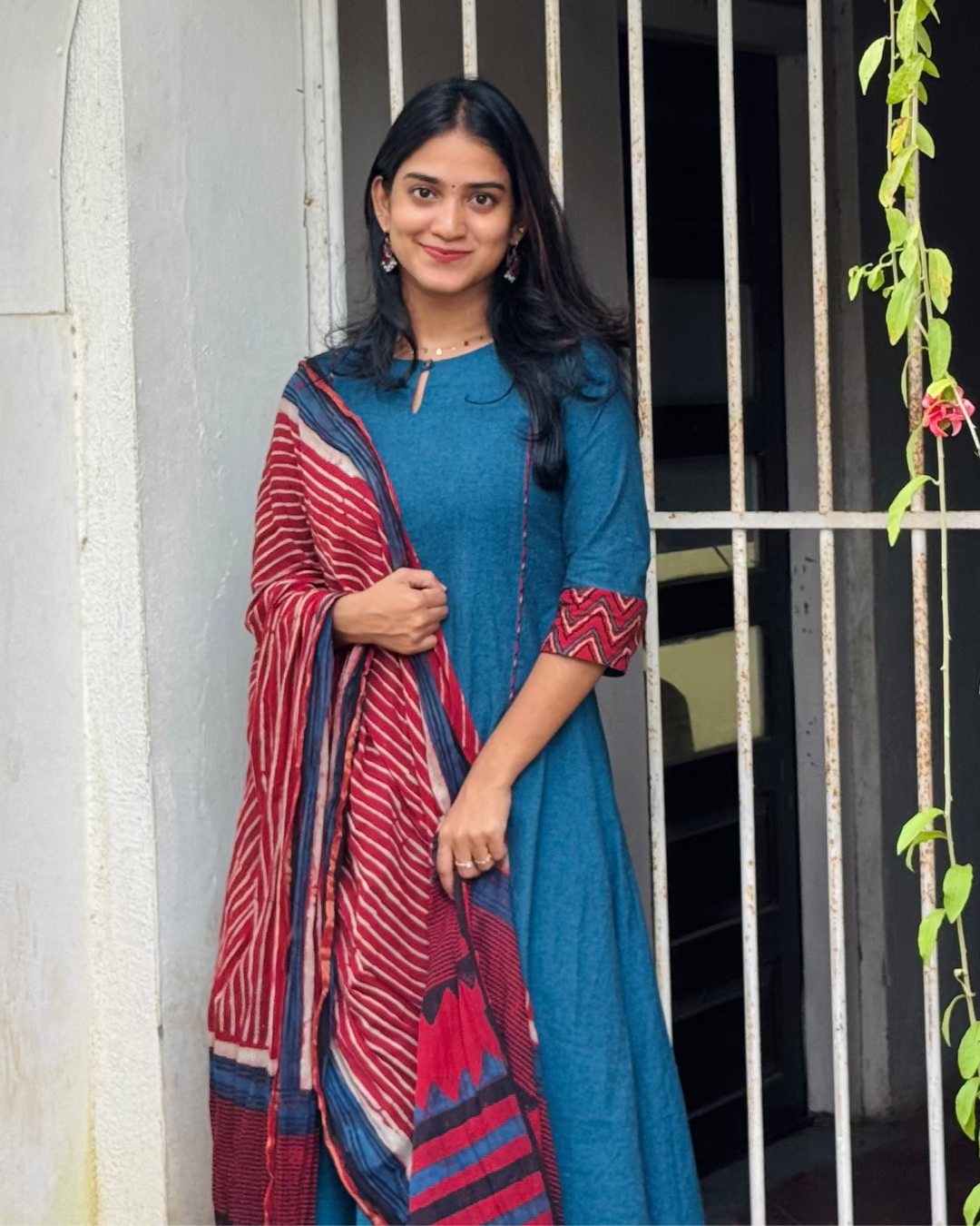 Vaanam - Handloom X Ajrakh Fusion A-line Kurta Set
