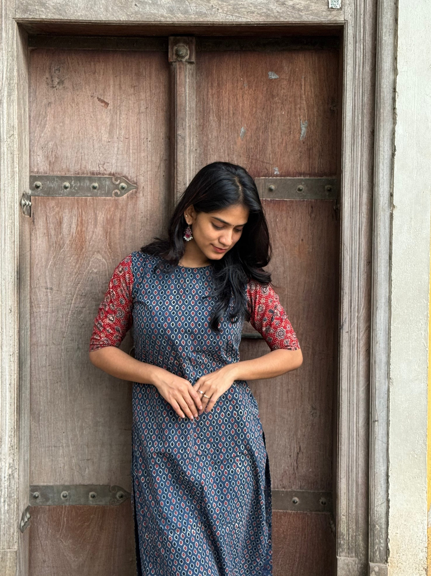 Aura - Ajrakh Handblock Printed Fusion Kurta