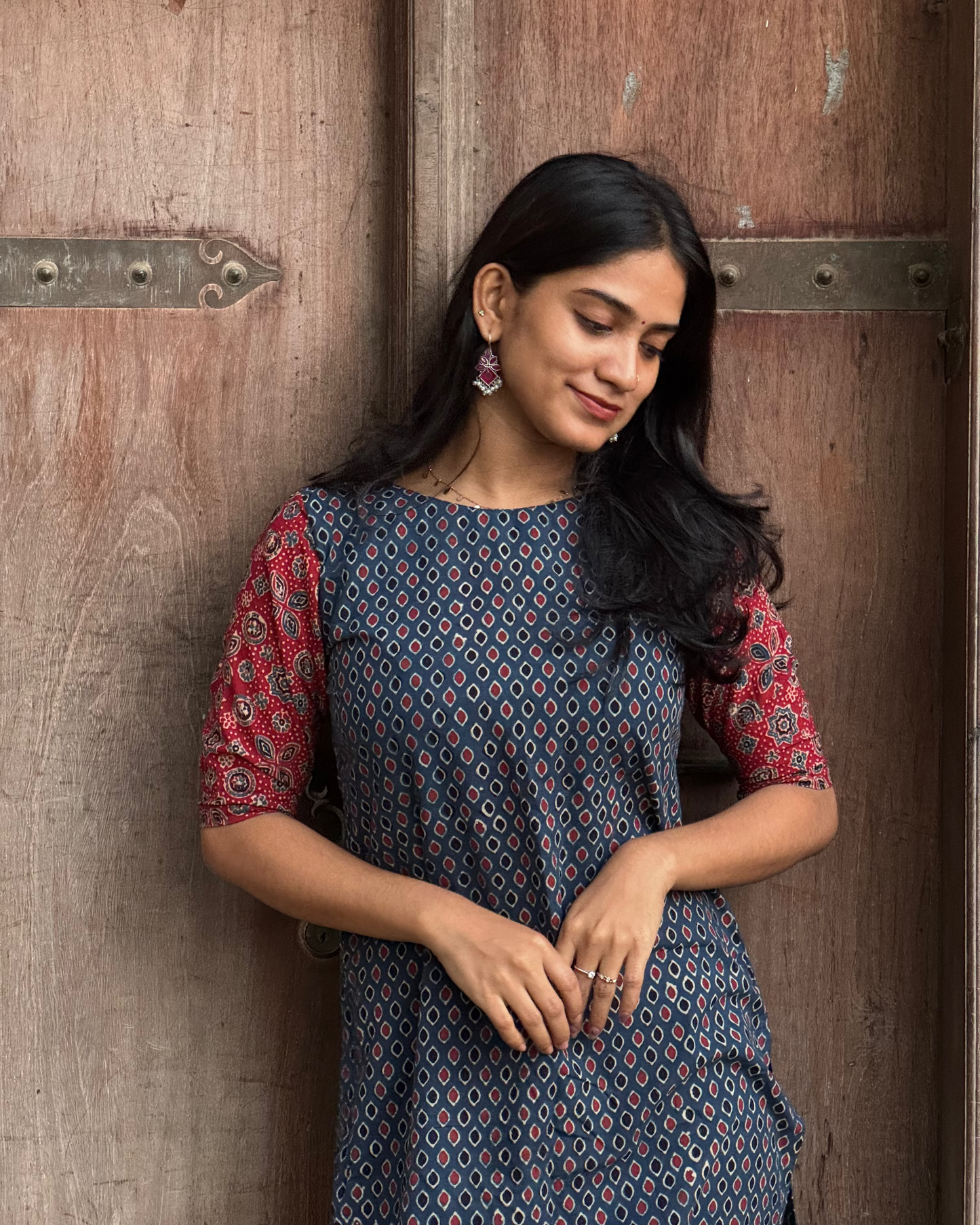 Aura - Ajrakh Handblock Printed Fusion Kurta