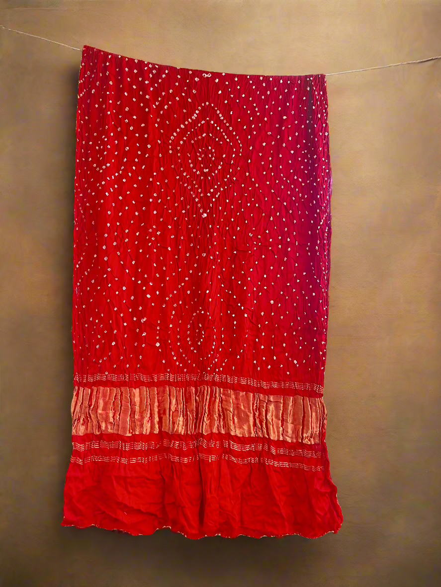 Red Bandhej Modal Silk Dupatta