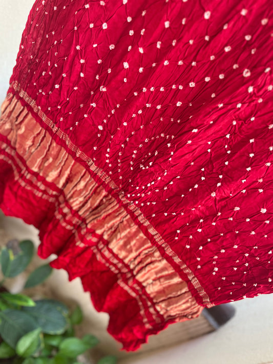 Red Bandhej Modal Silk Dupatta