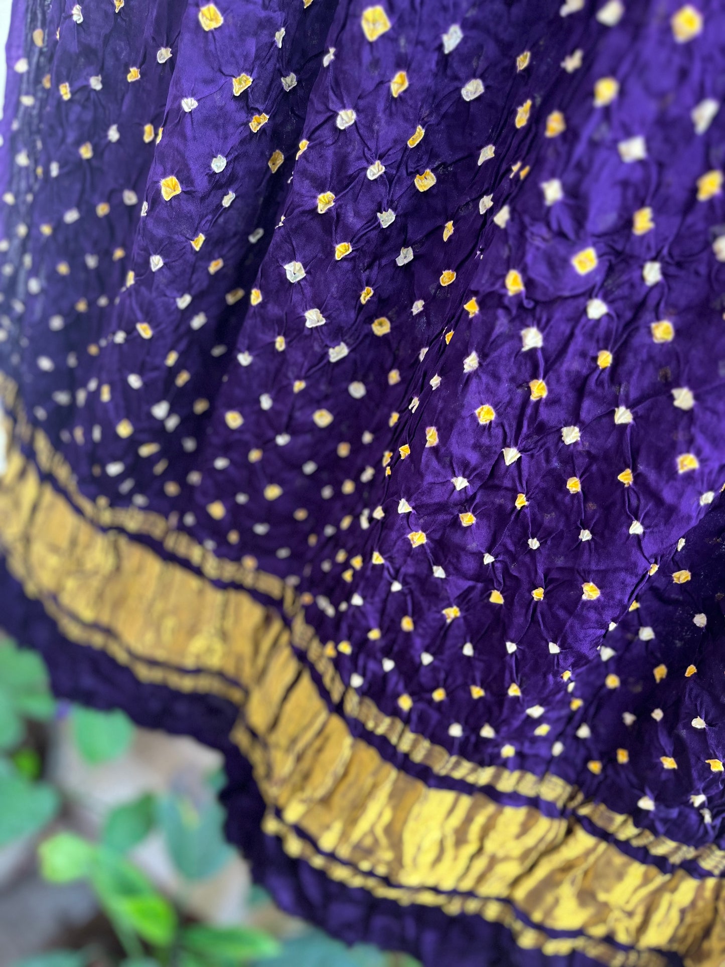 Purple Bandhej Modal Silk Dupatta