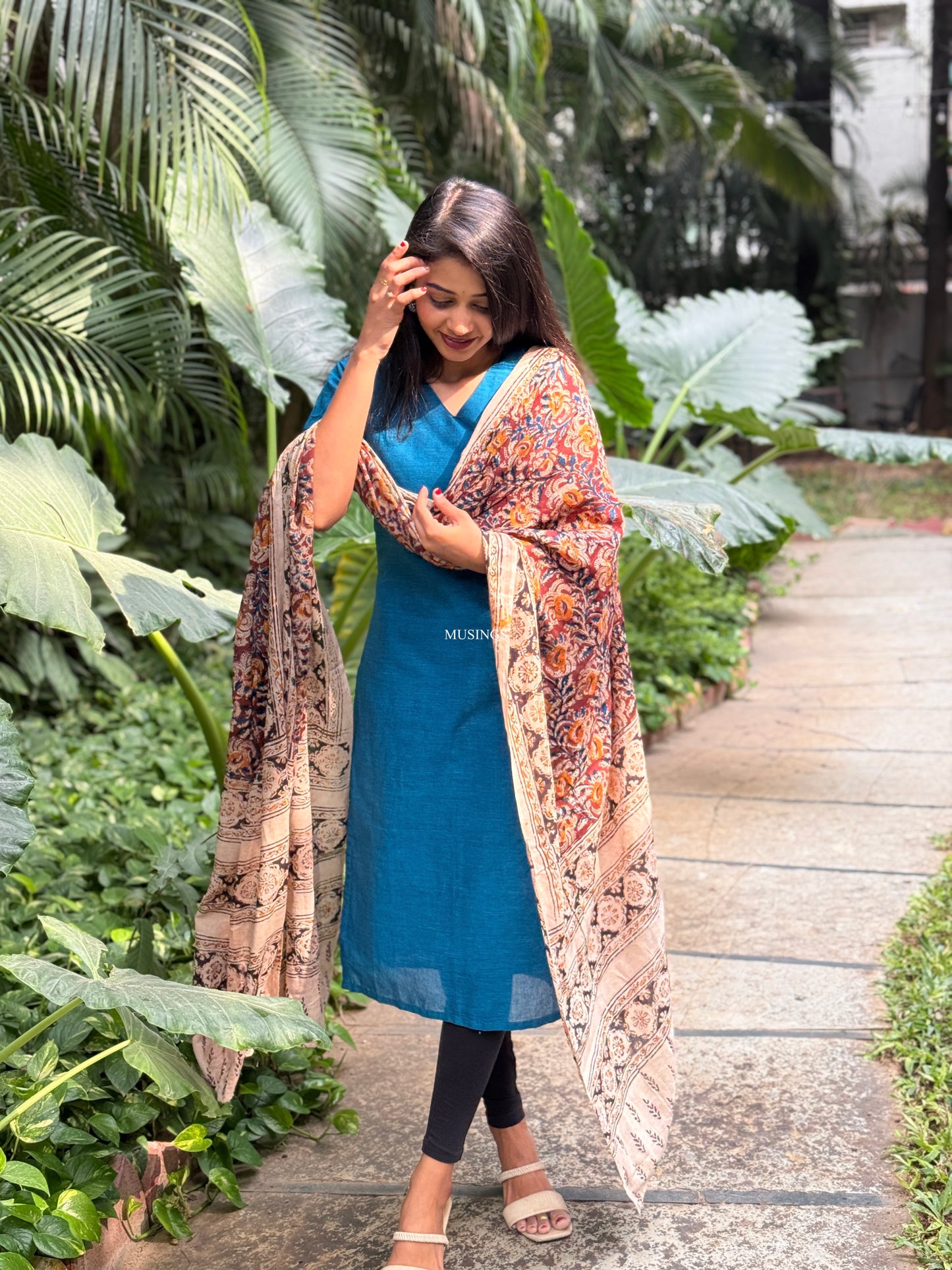 Dakshana - Mangalgiri Kurta x Handblock Printed Kalamkari Dupatta