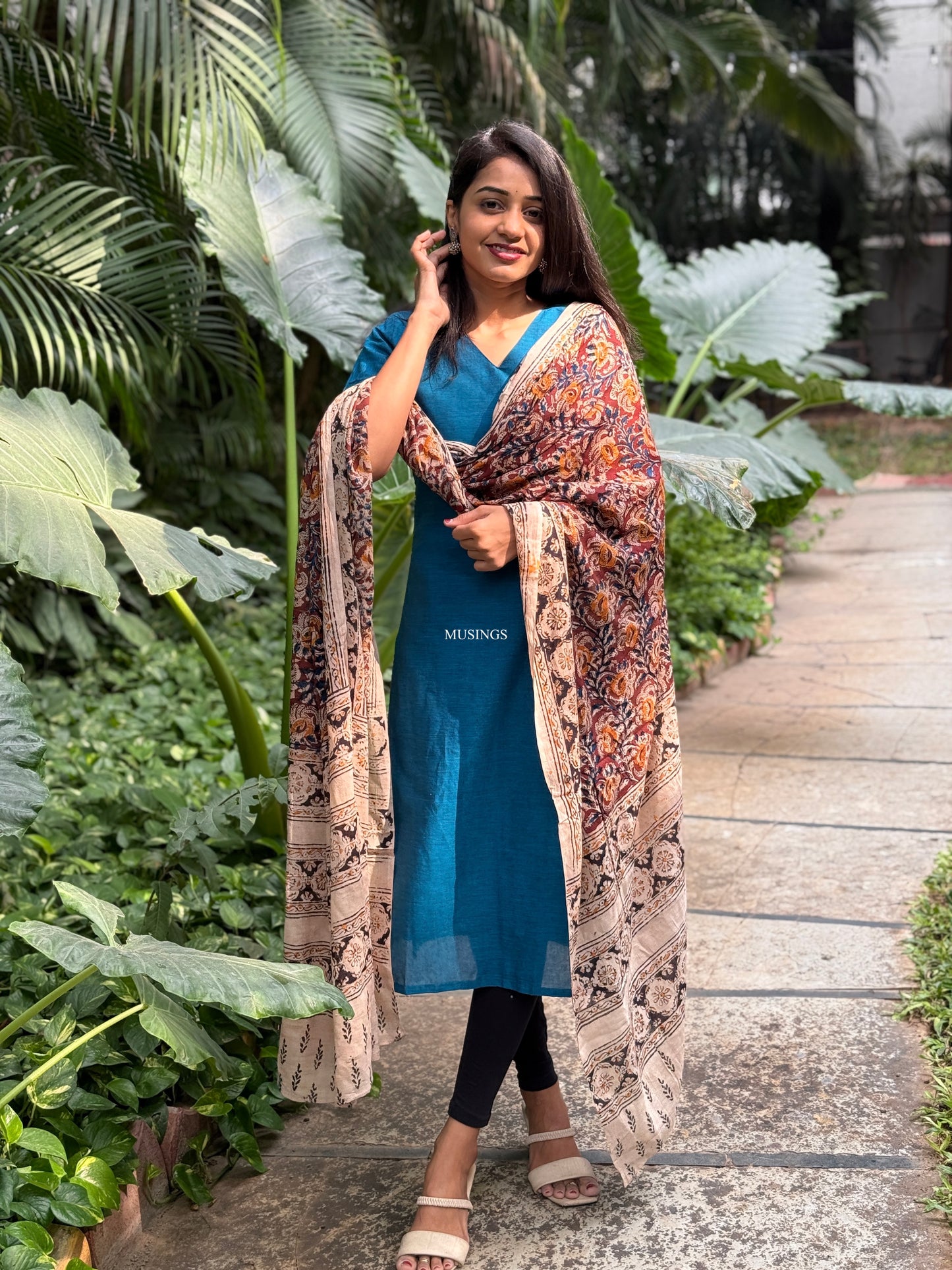 Dakshana - Mangalgiri Kurta x Handblock Printed Kalamkari Dupatta