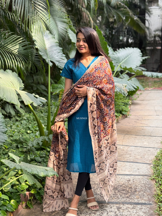 Dakshana - Mangalgiri Kurta x Handblock Printed Kalamkari Dupatta