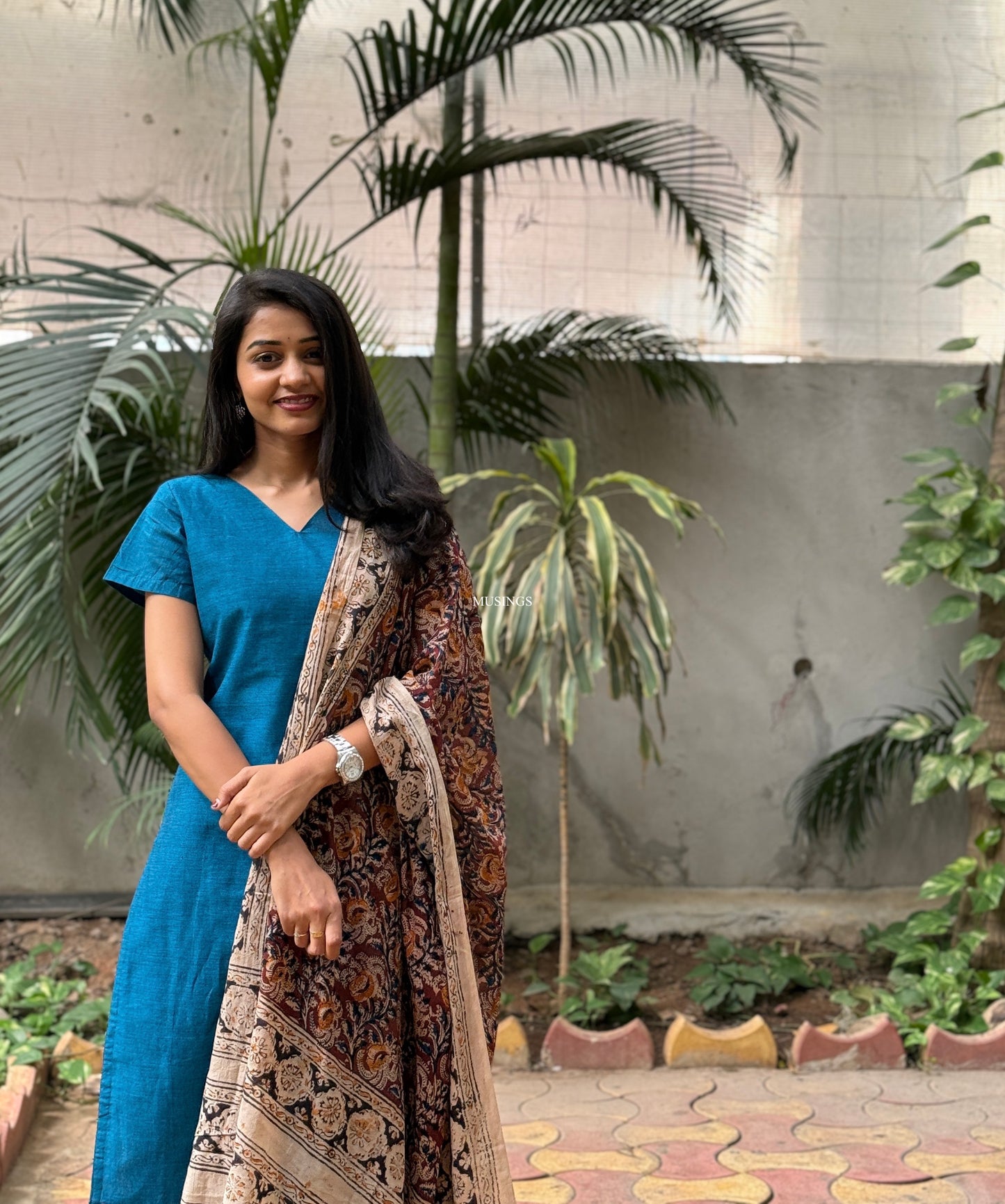 Dakshana - Mangalgiri Kurta x Handblock Printed Kalamkari Dupatta