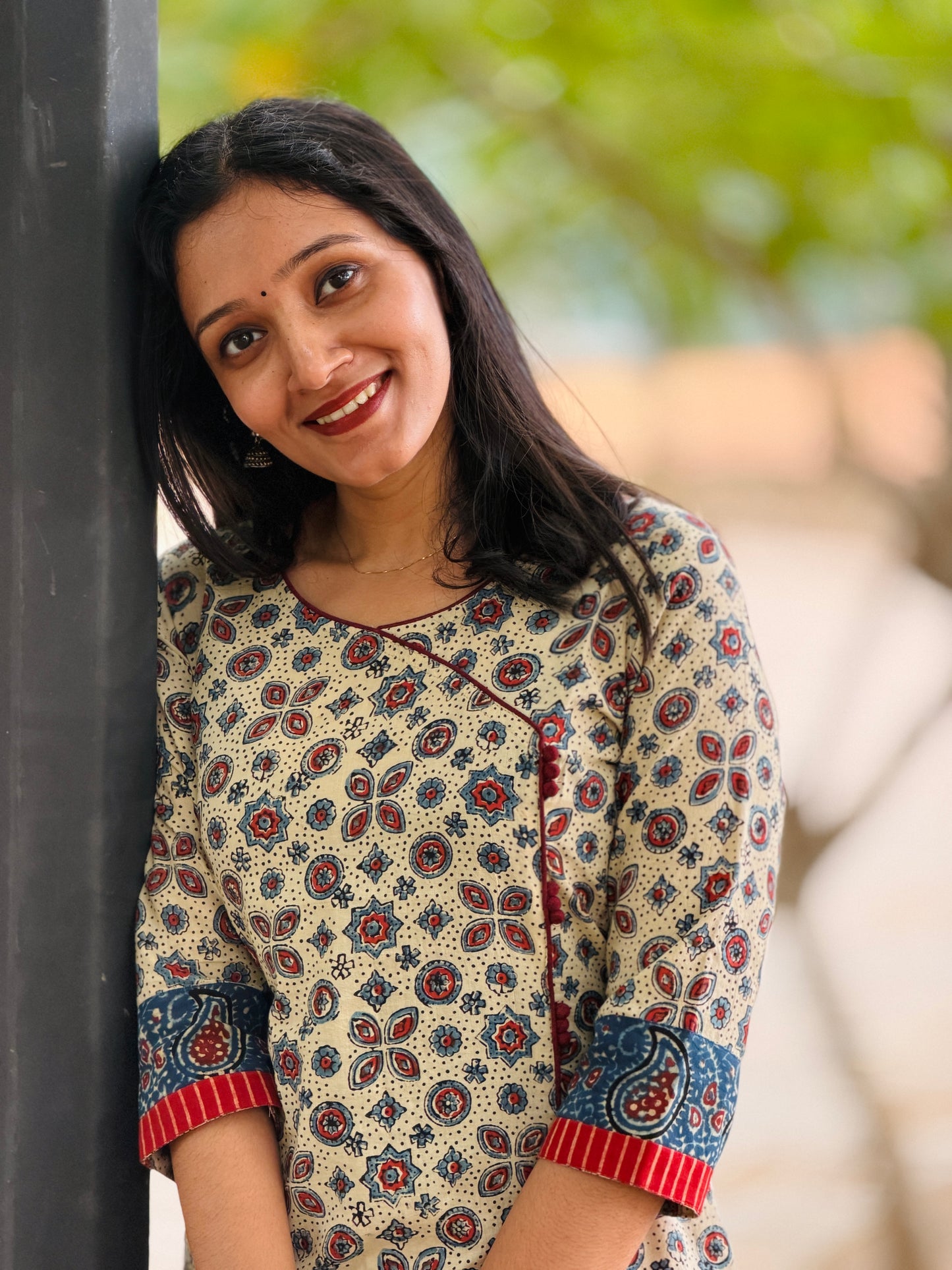 Punya - Ajrakh Handblock Printed Fusion Kurta