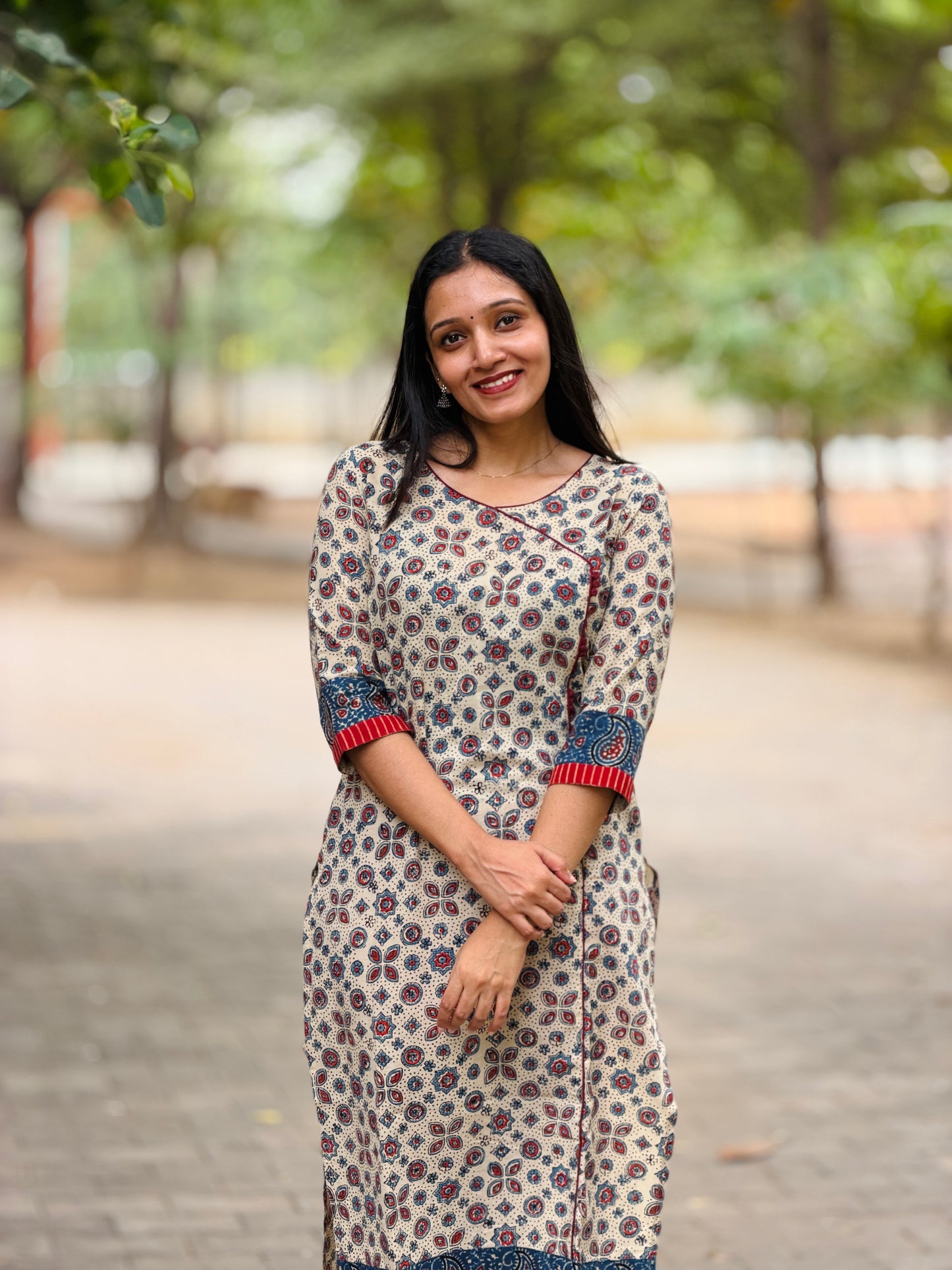 Punya - Ajrakh Handblock Printed Fusion Kurta