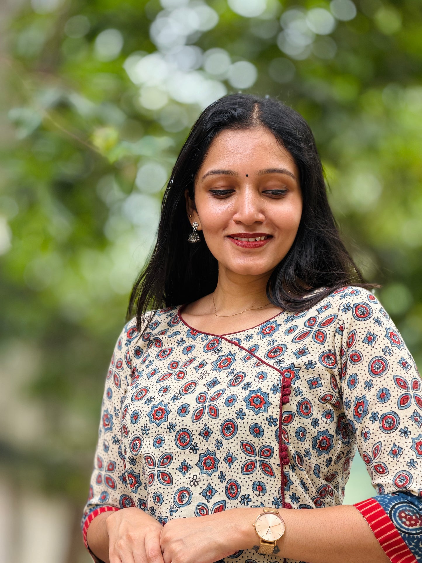 Punya - Ajrakh Handblock Printed Fusion Kurta