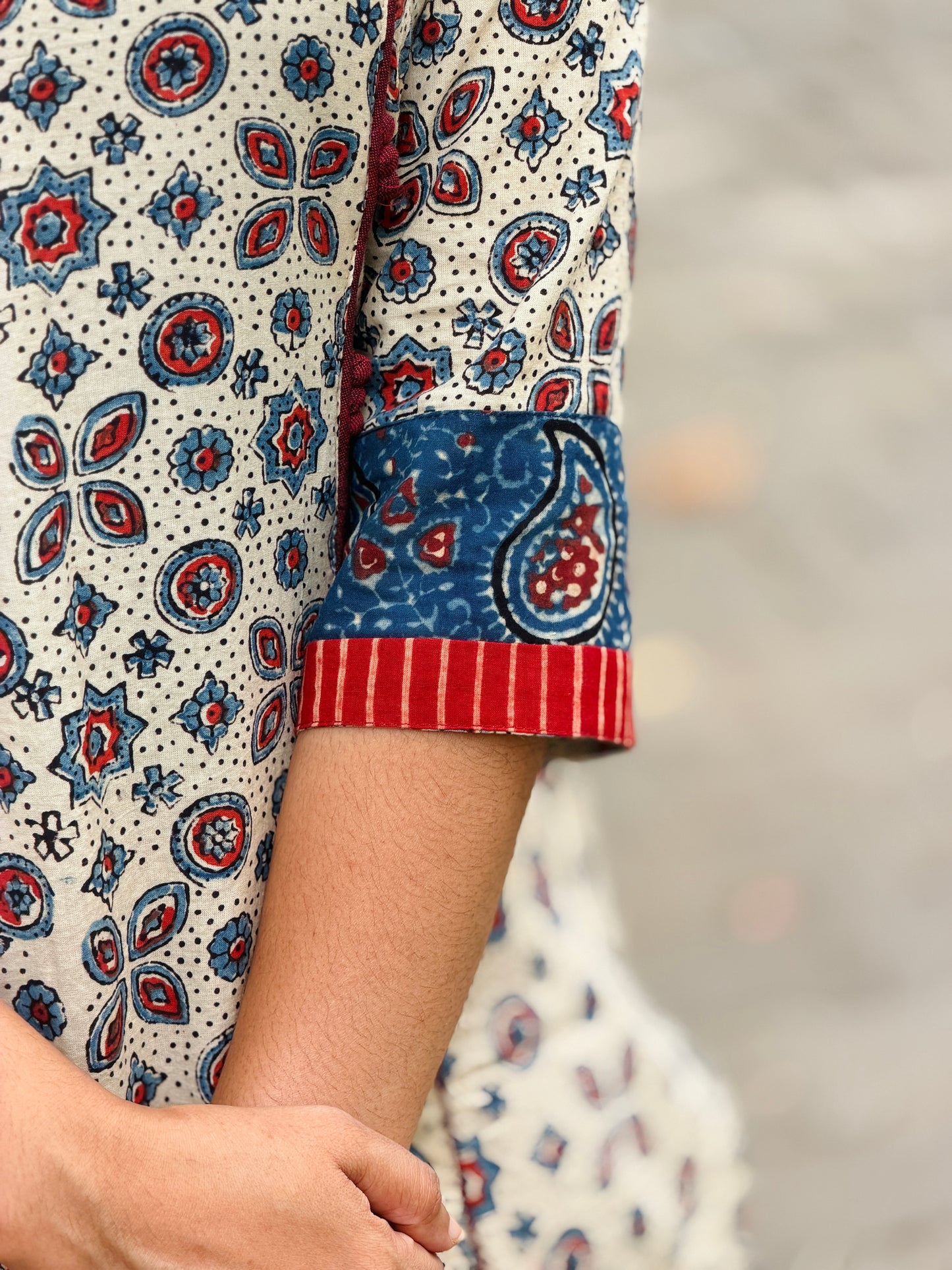 Punya - Ajrakh Handblock Printed Fusion Kurta