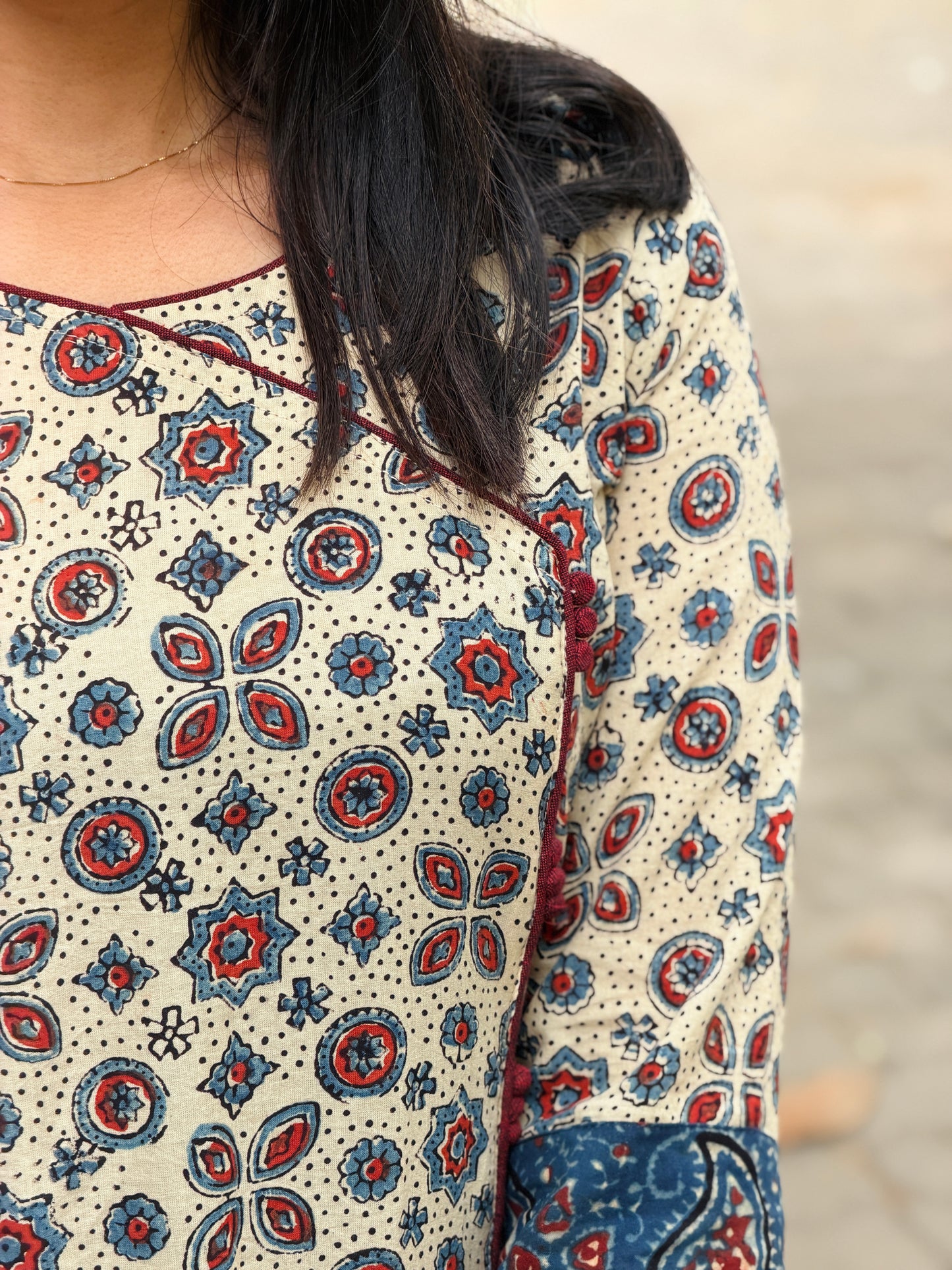 Punya - Ajrakh Handblock Printed Fusion Kurta