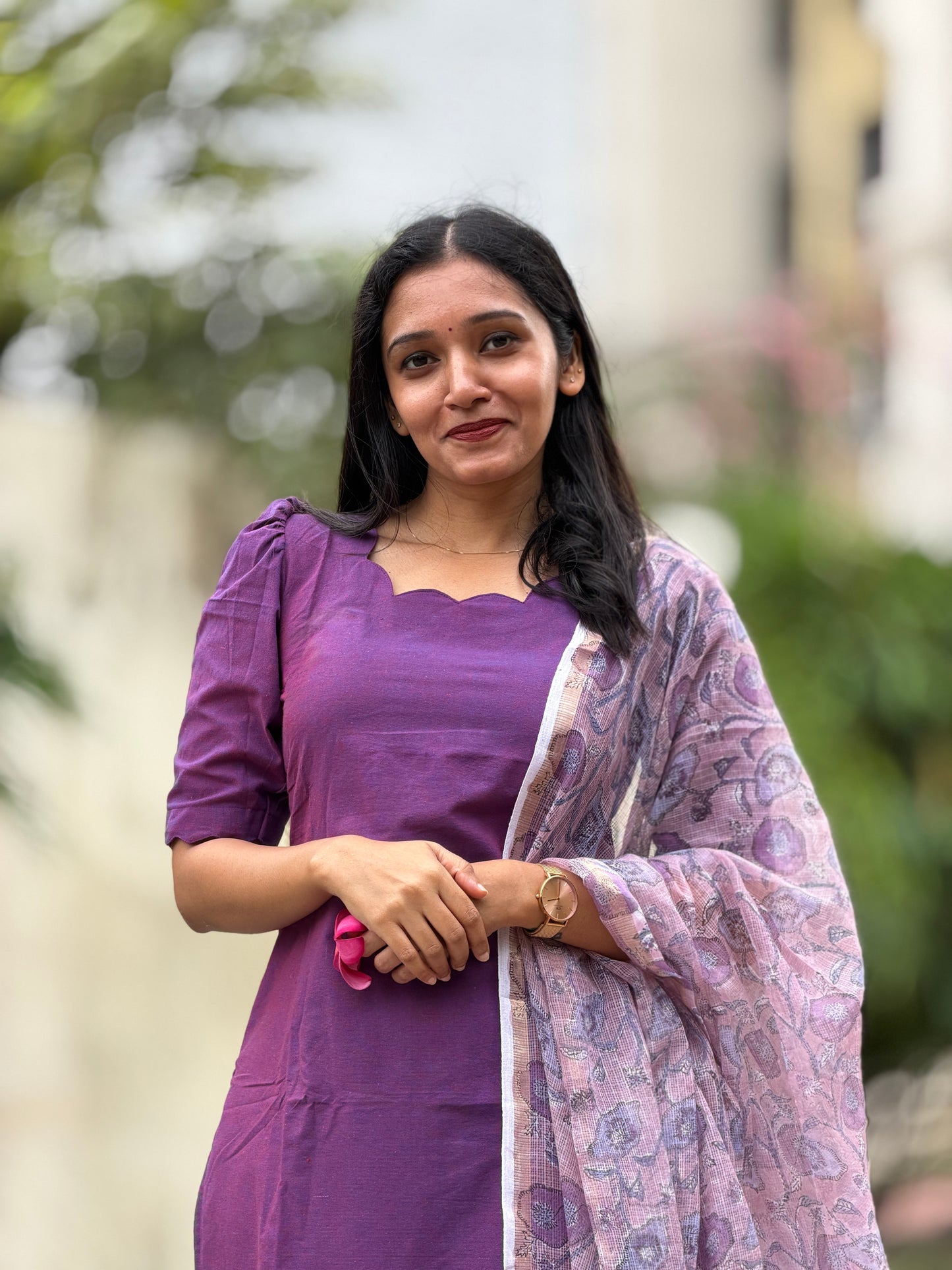 Anantya - Handloom Kurta & Kota Block-Print Dupatta Set