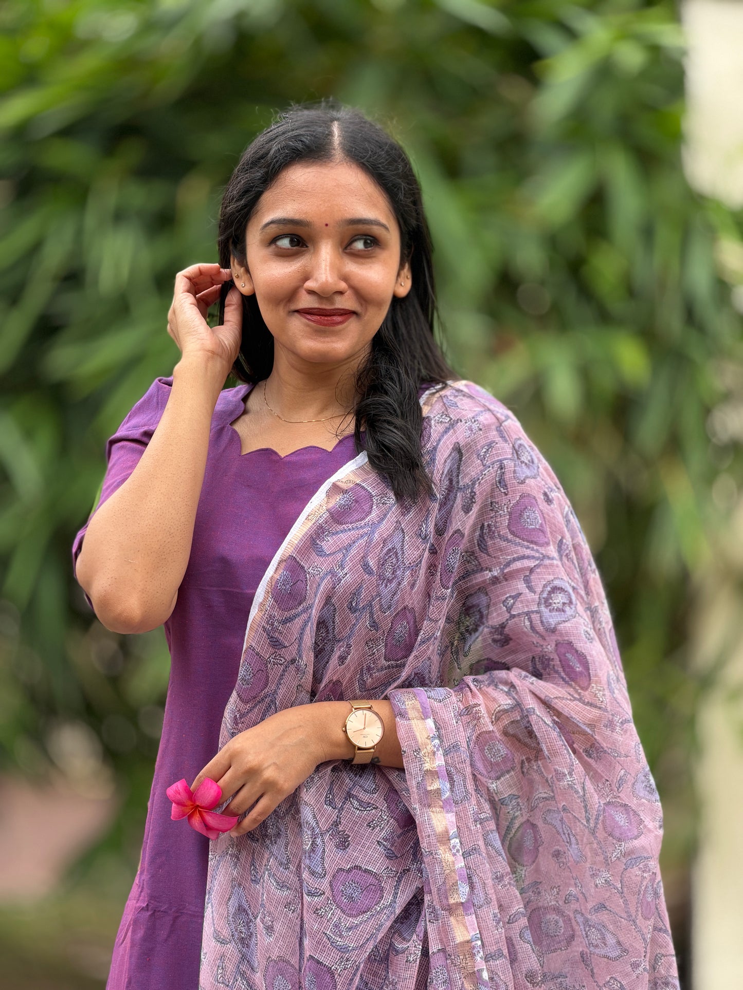 Anantya - Handloom Kurta & Kota Block-Print Dupatta Set