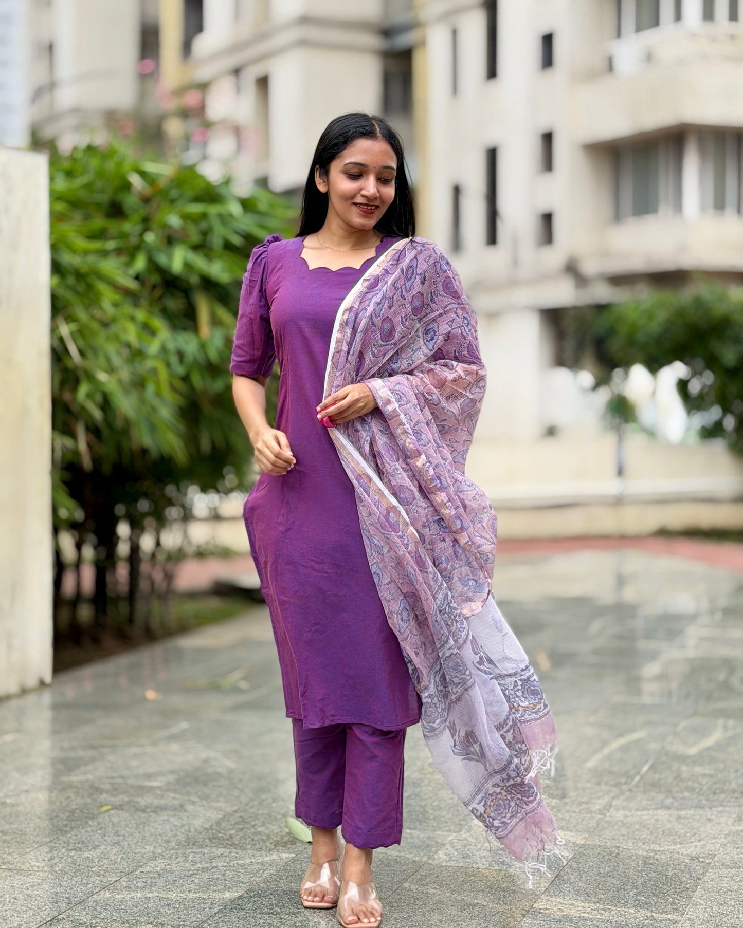 Anantya - Handloom Kurta & Kota Block-Print Dupatta Set