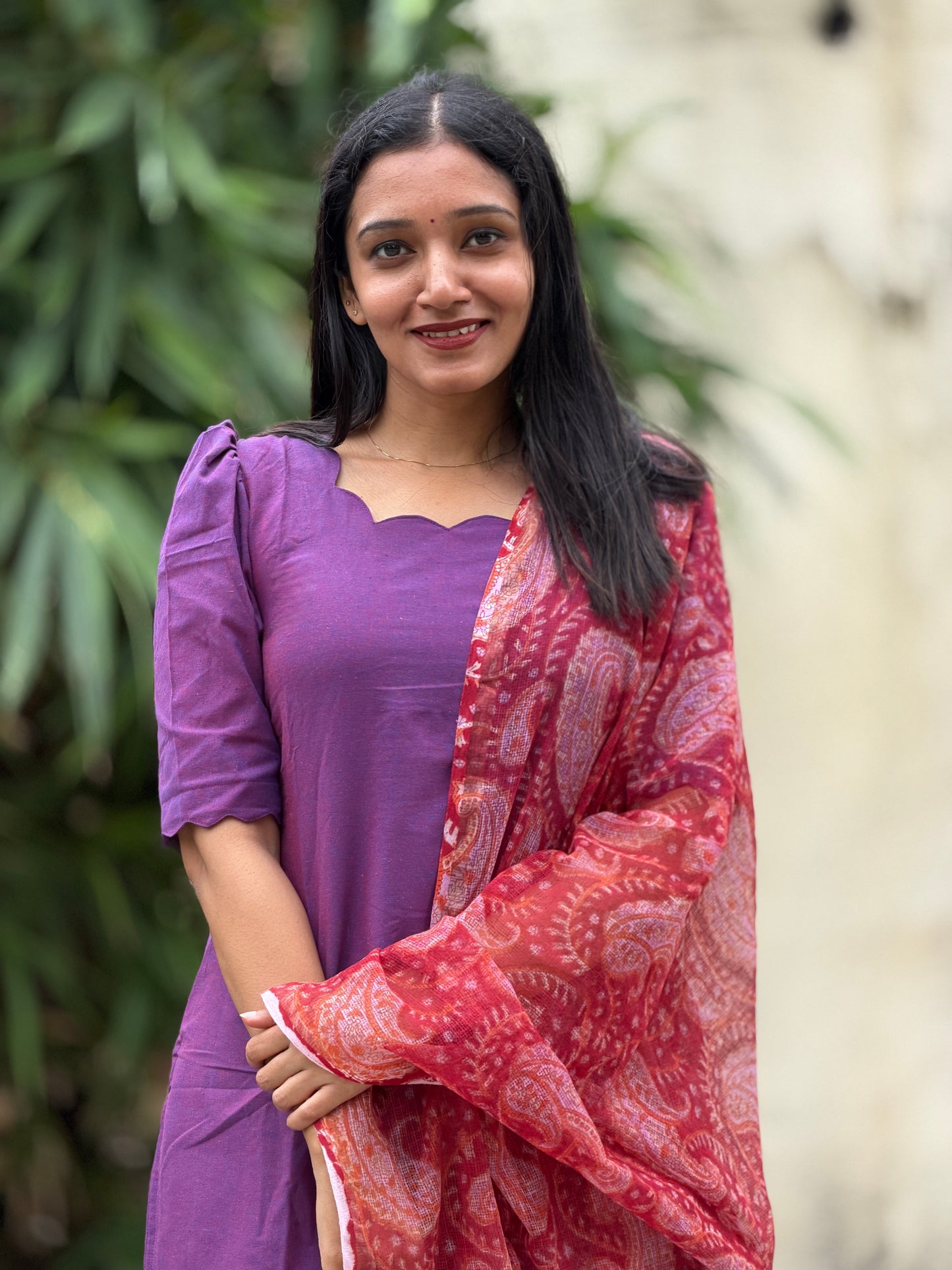 Magizhmathi - Handloom Kurta & Kota Block-Print Dupatta Set