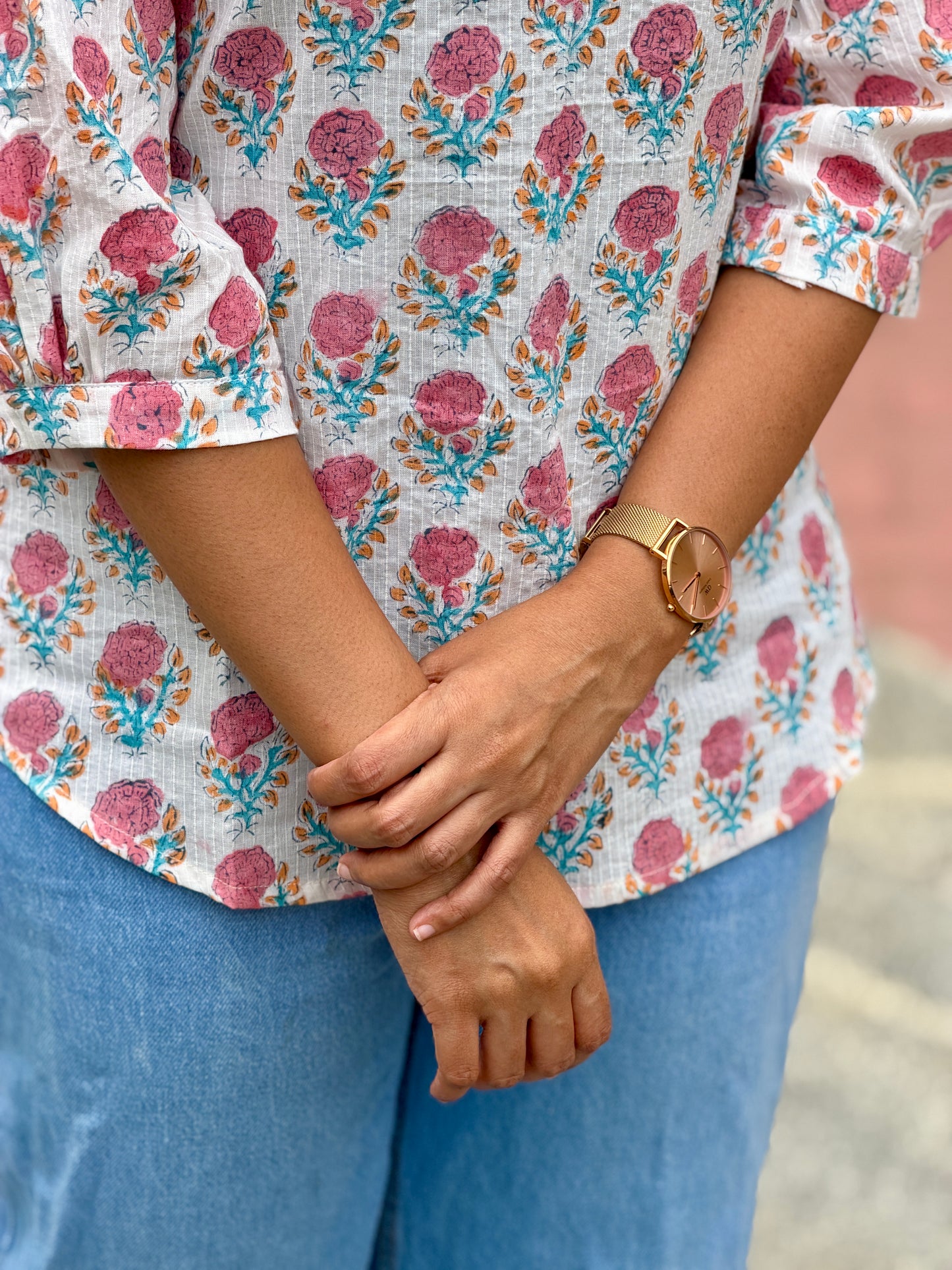 Cherry - Handblock Printed Sanganeri Short Kurta