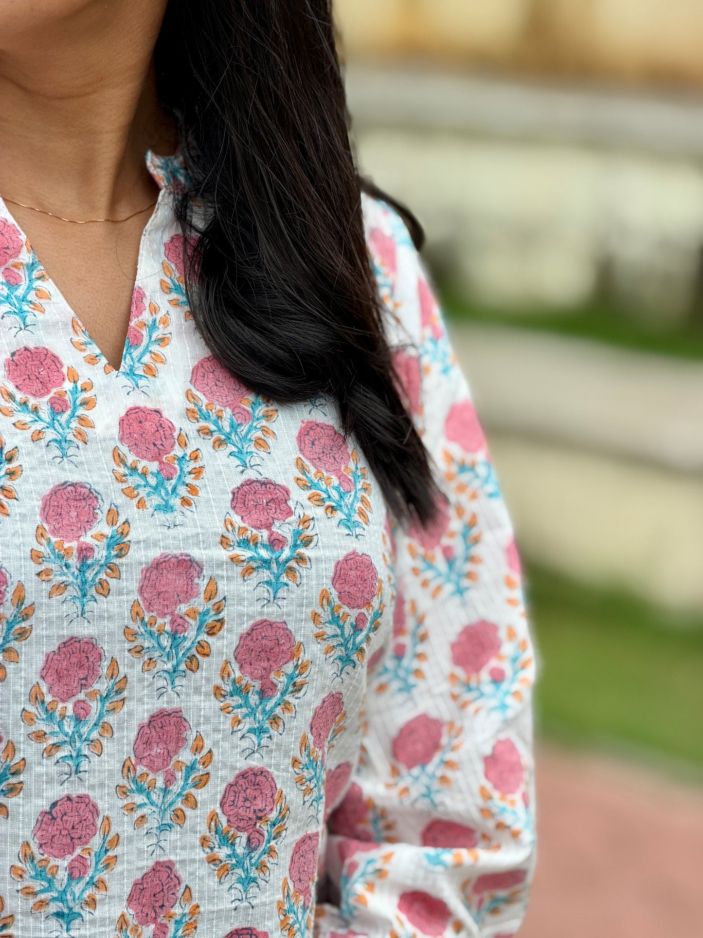Cherry - Handblock Printed Sanganeri Short Kurta