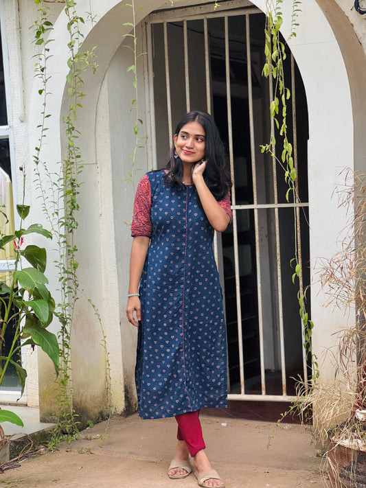 Samriddhi - Ajrakh Handblock Printed Fusion Kurta