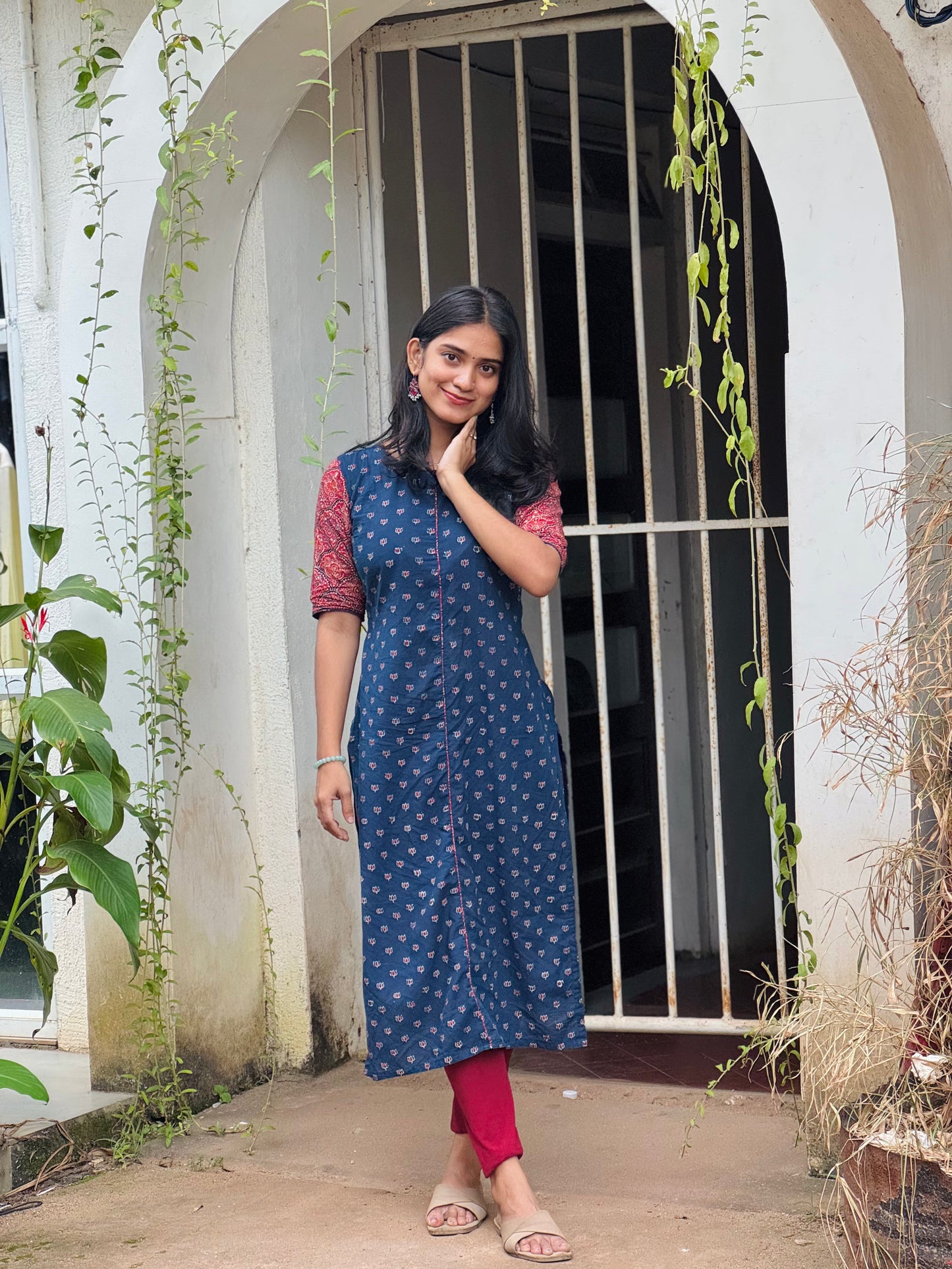 Samriddhi - Ajrakh Handblock Printed Fusion Kurta