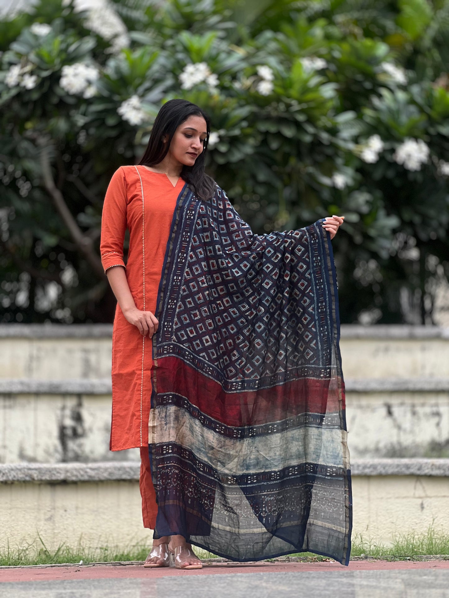 Vibha - Chanderi Silk Ajrakh Dupatta