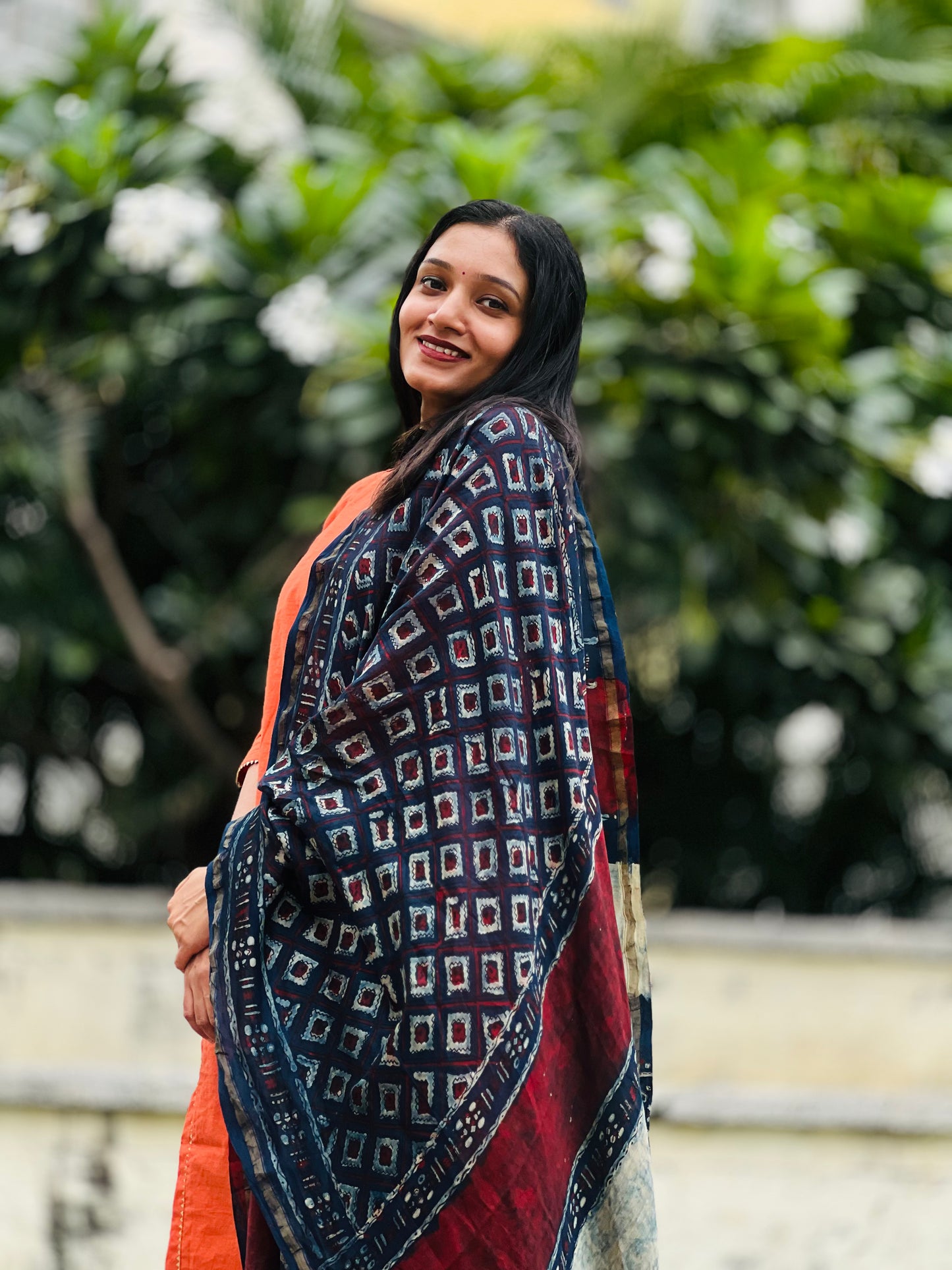 Vibha - Chanderi Silk Ajrakh Dupatta