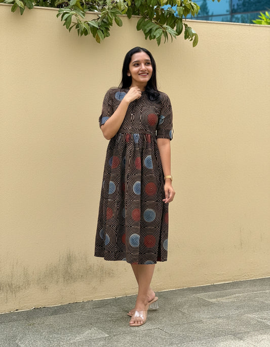 Circle of Life - Ajrakh Handblock Printed Dress