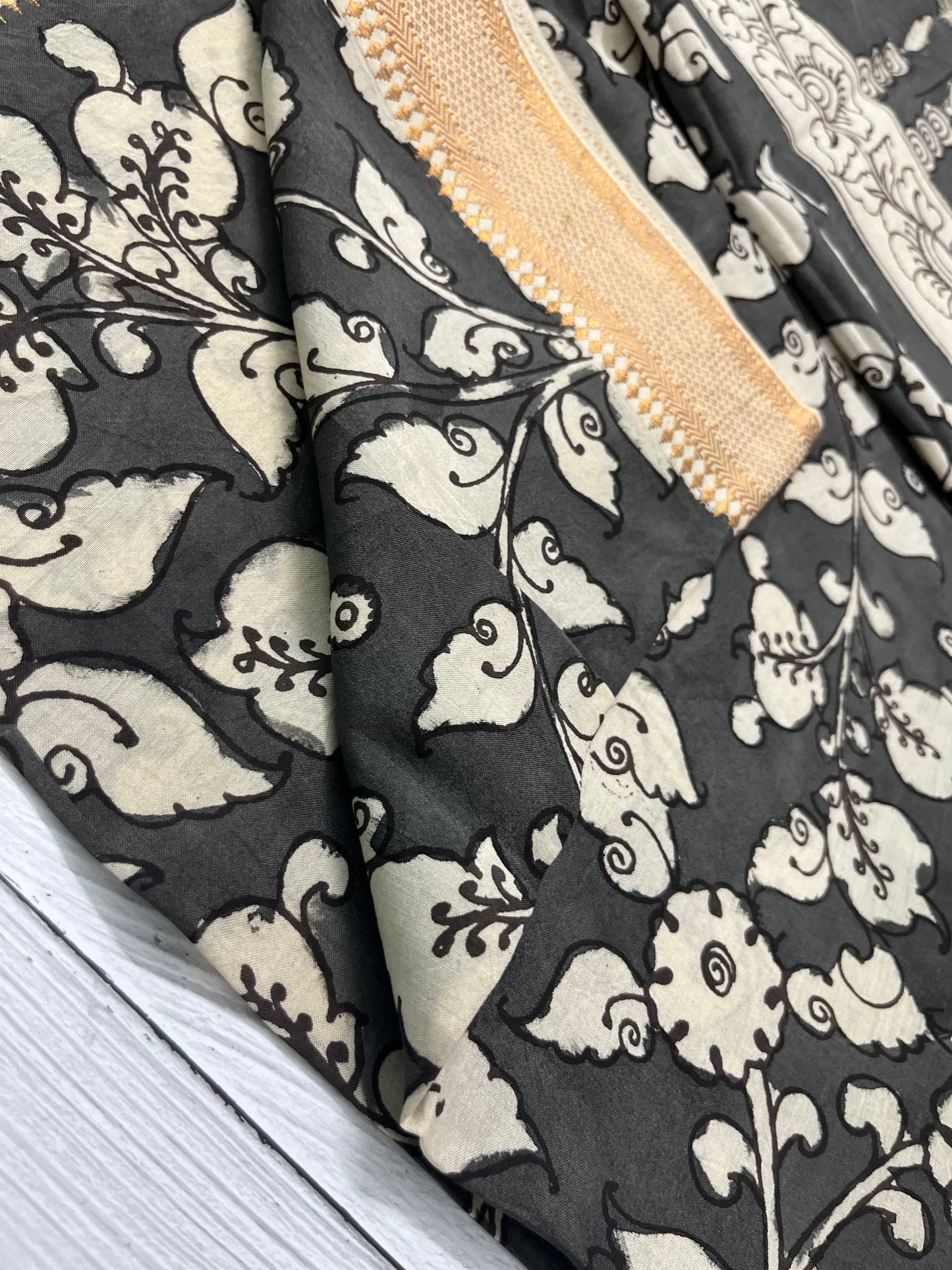 Mokshi - Pen Kalamkari on Bangalore Silk Dupatta