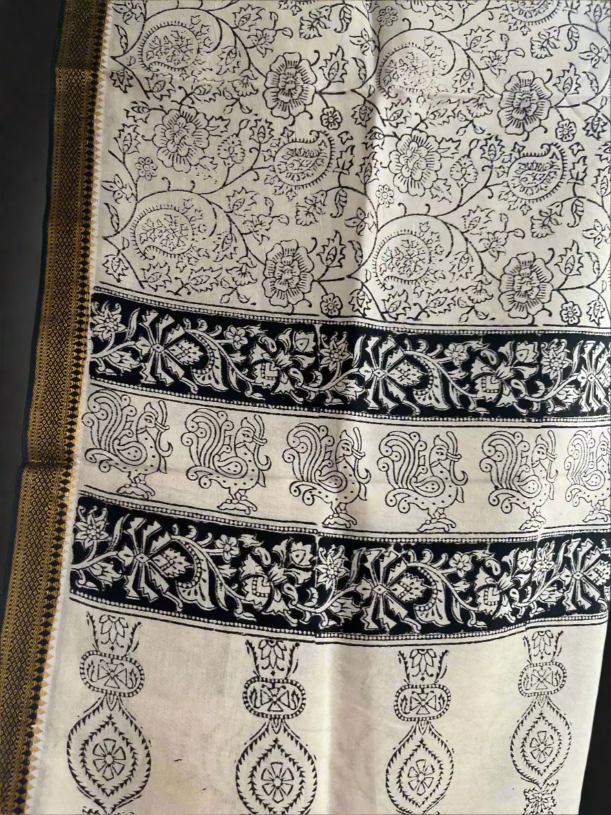 Nazrin - Kalamkari Handblock Printed Silk Dupatta