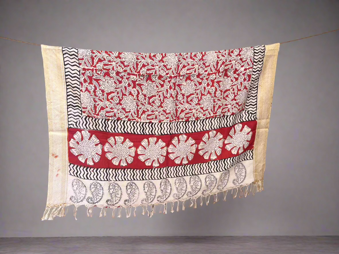 Kriya - Kalamkari Handblock Printed Silk Dupatta