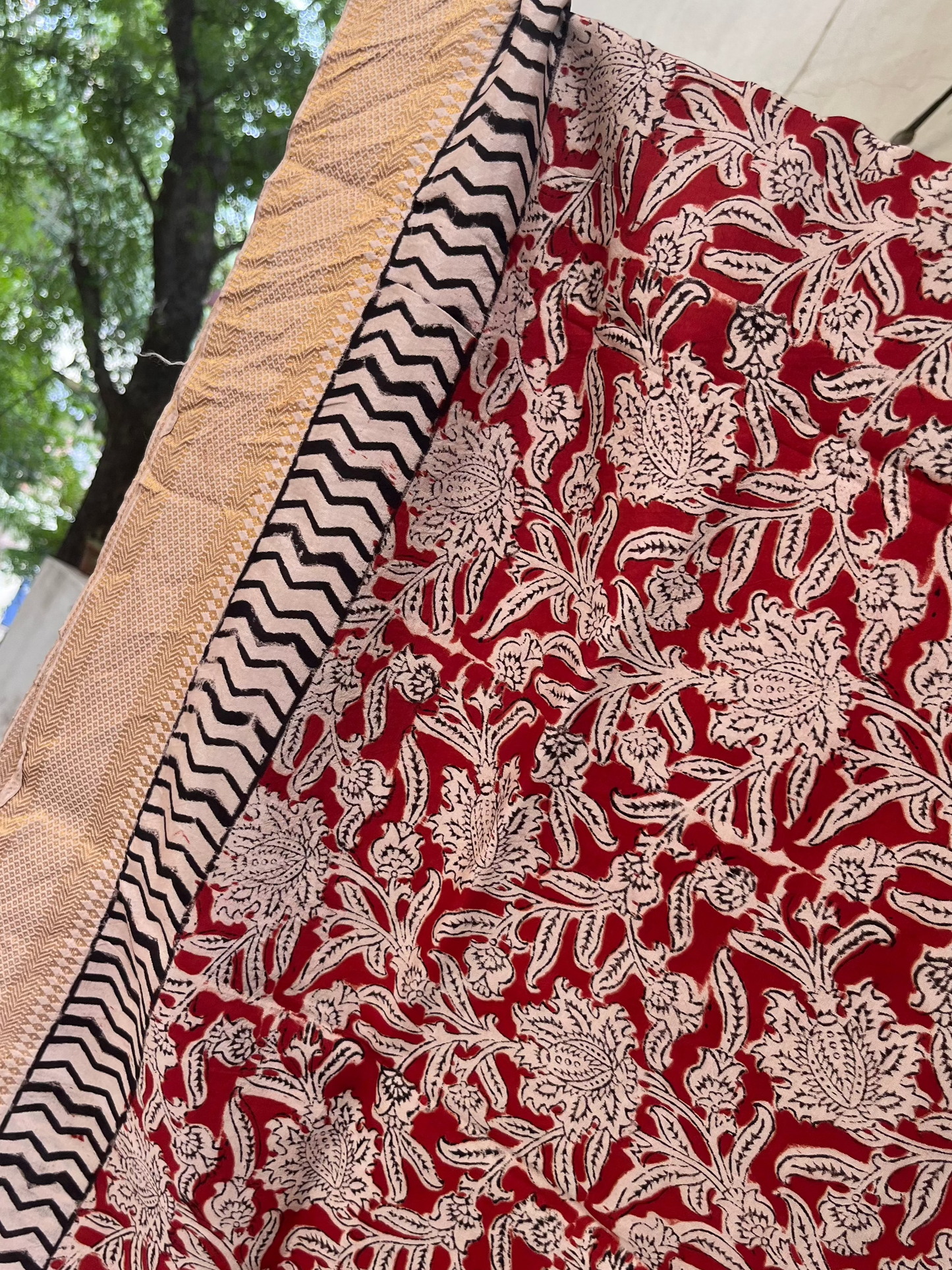 Kriya - Kalamkari Handblock Printed Silk Dupatta