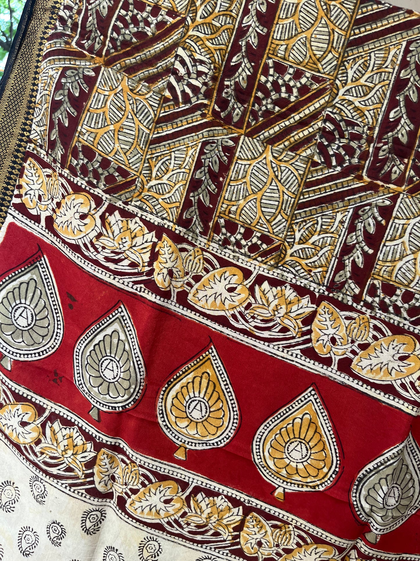 Laya - Kalamkari Hand-block Printed Silk Dupatta