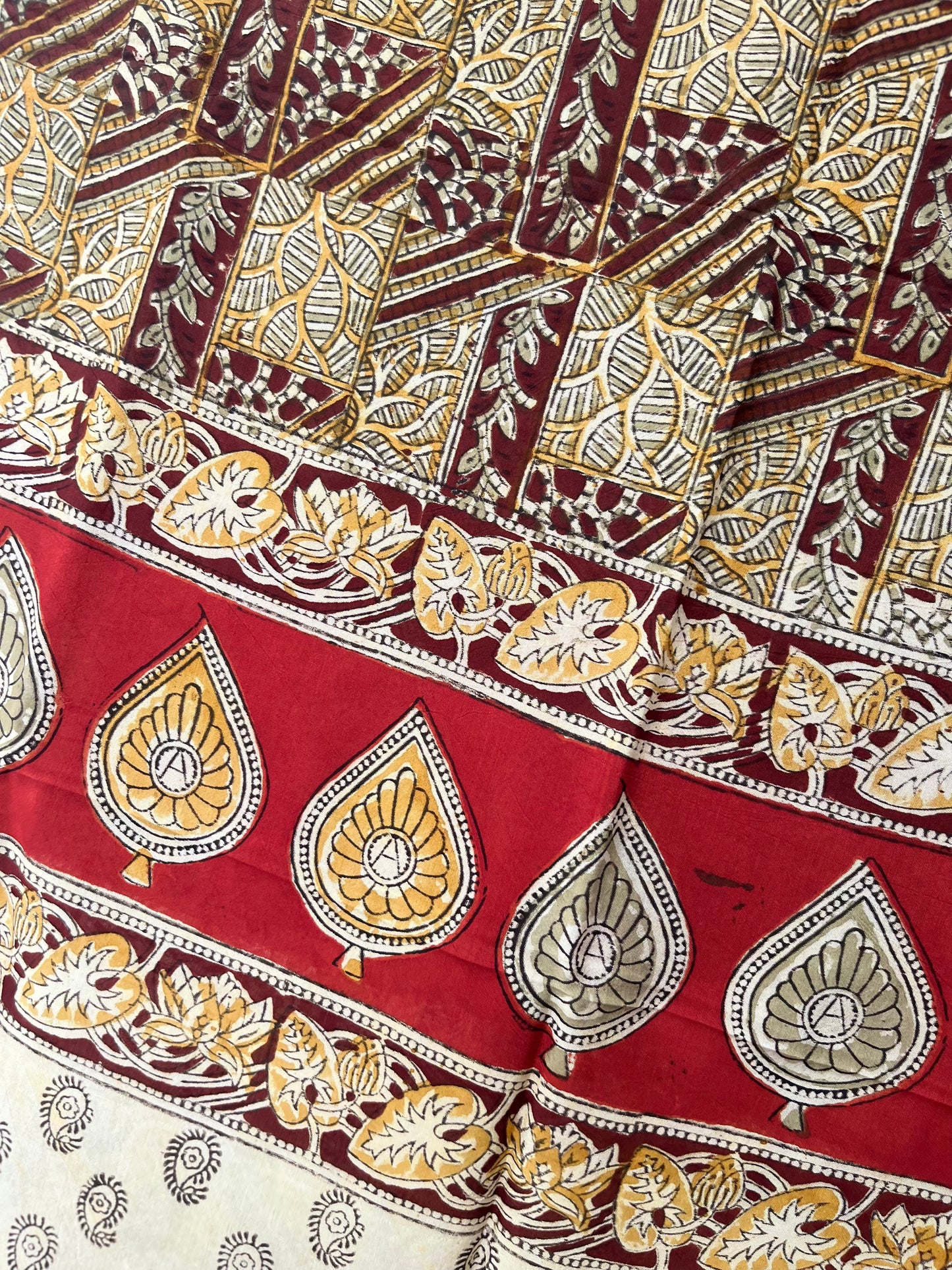 Laya - Kalamkari Hand-block Printed Silk Dupatta