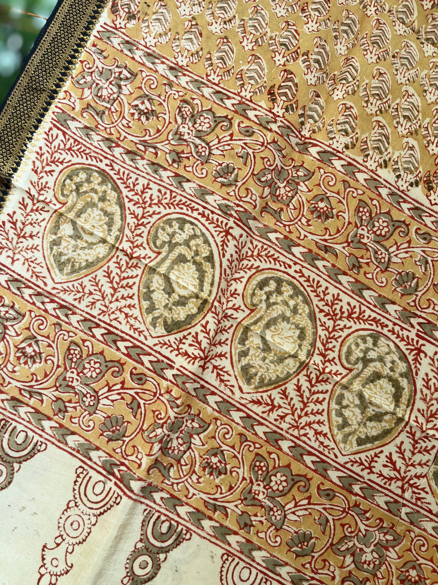 Sundari - Kalamkari Handblock Printed Silk Dupatta