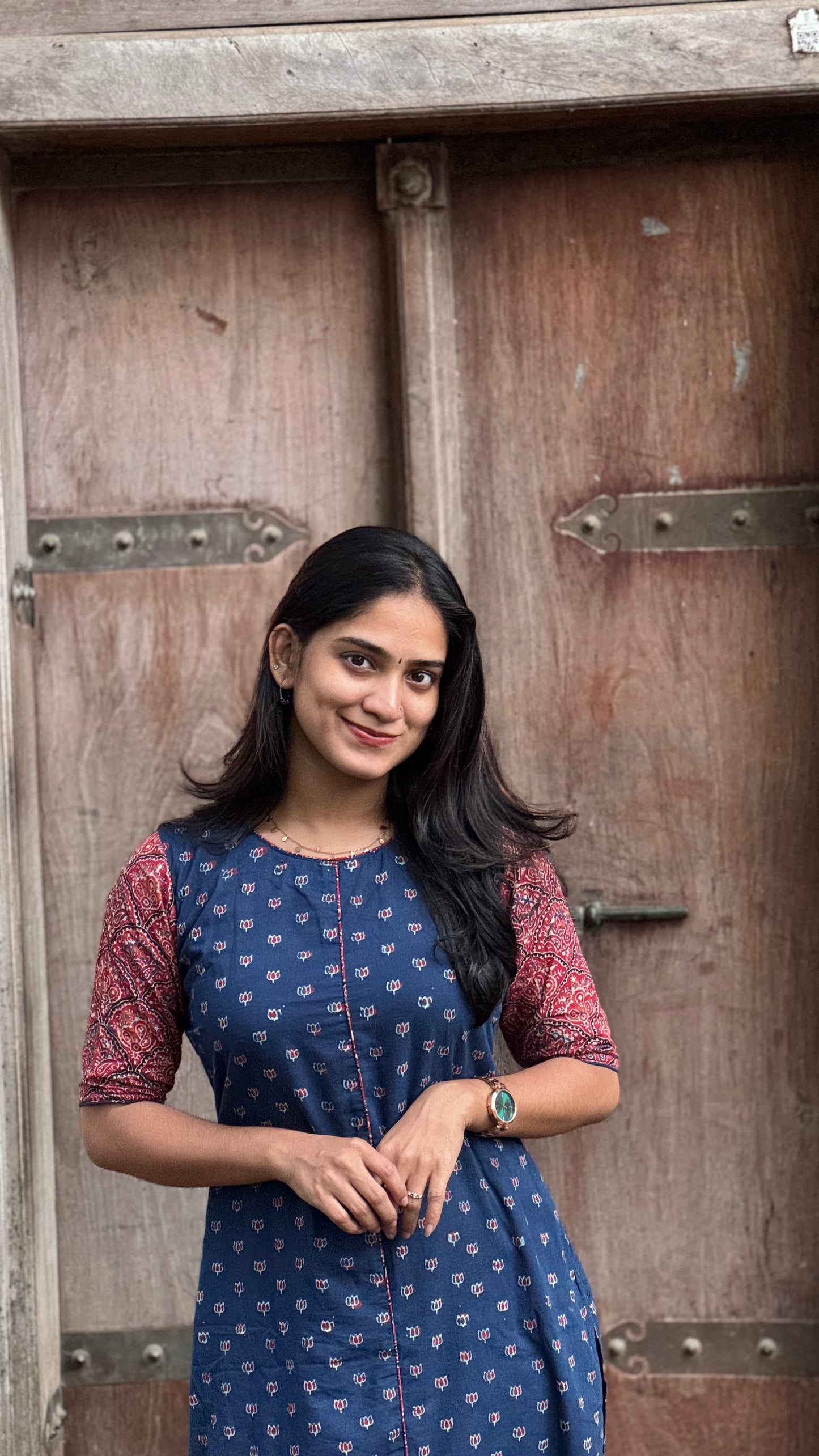 Samriddhi - Ajrakh Handblock Printed Fusion Kurta