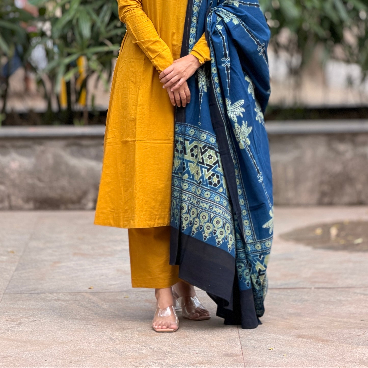 Tashi - Mustard Cotton Parallel Pants