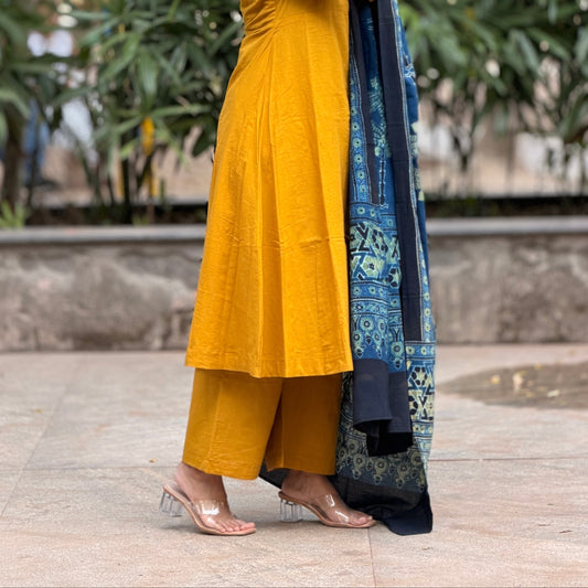 Tashi - Mustard Cotton Parallel Pants