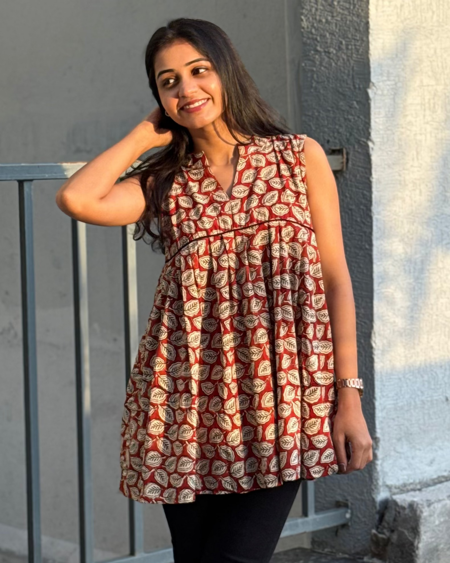 Anya - Bagru Handblock Printed Short Kurta