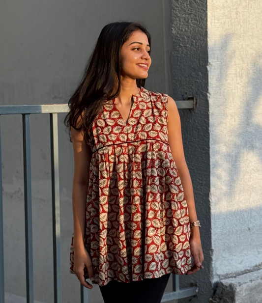 Anya - Bagru Handblock Printed Short Kurta