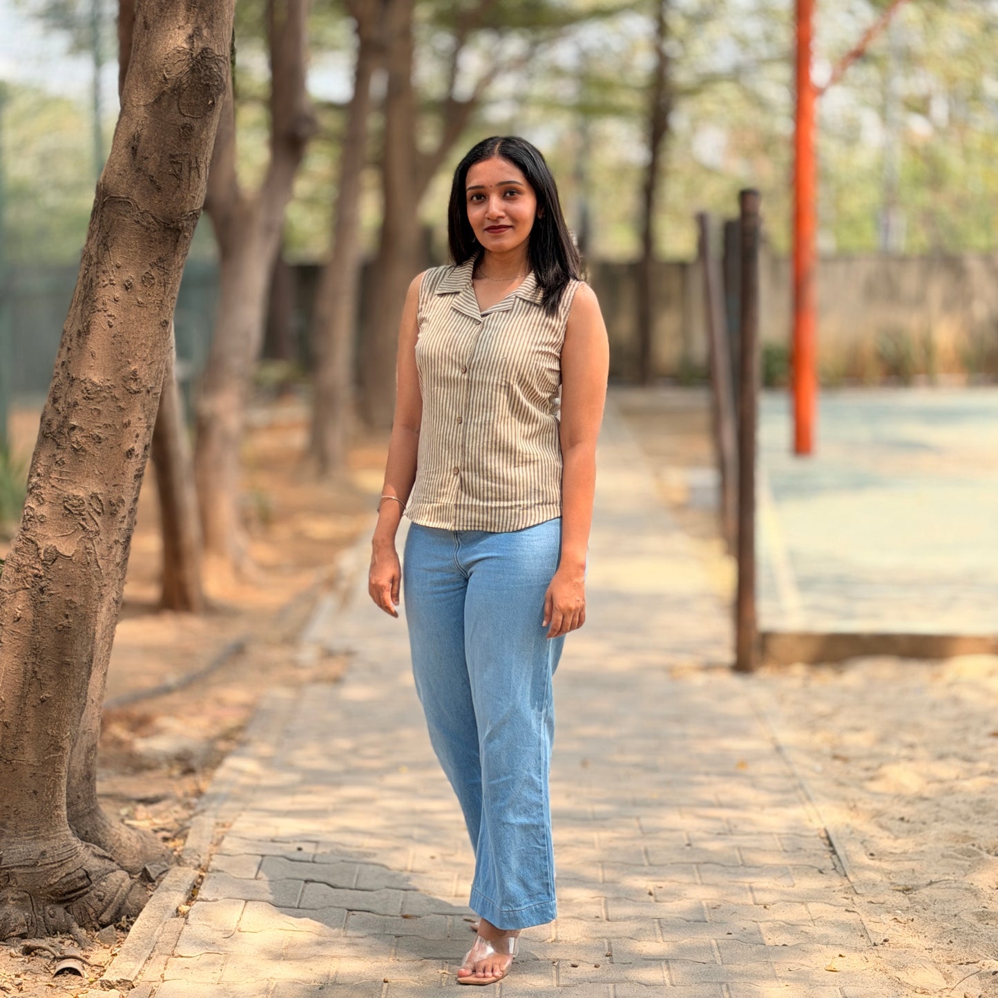 Airah - Handblock Printed Shirt Crop Top