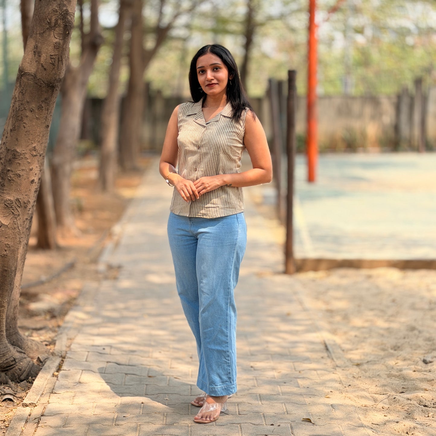 Airah - Handblock Printed Shirt Crop Top