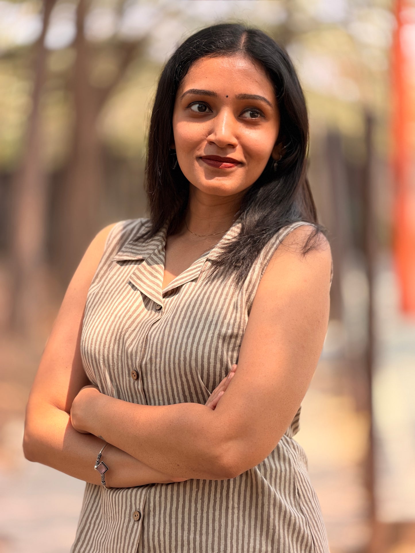 Airah - Handblock Printed Shirt Crop Top